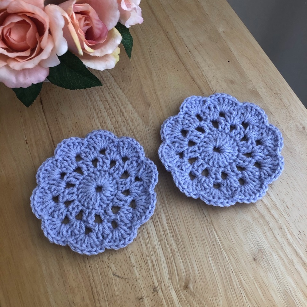 NEW Customizable Crochet Flower Coasters (4 pack) - Picture 3 of 9